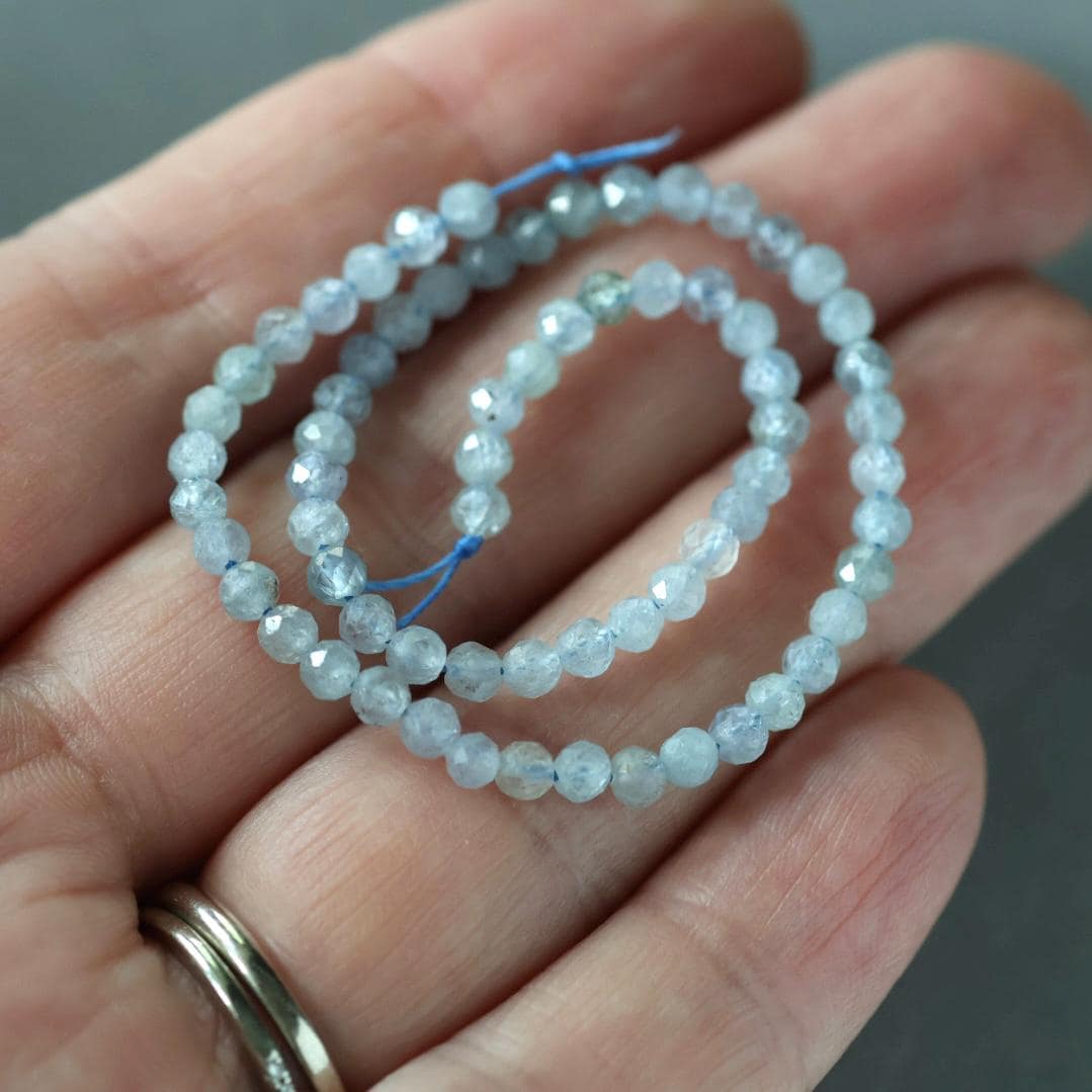 3mm Montana Sapphire Beads - Faceted Round Micro Gemstone 7" Strand