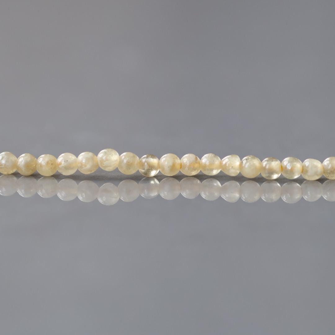 3mm Rare Yellow Mali Garnet Beads – Smooth Round Micro Gemstone 7" Strand
