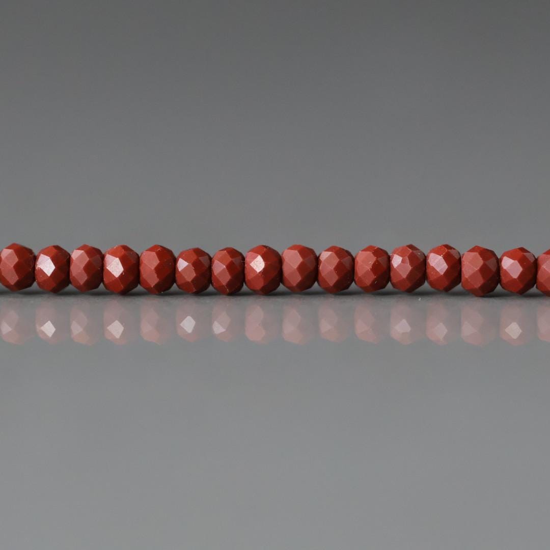 3mm Red Jasper Beads - Faceted Rondelle Micro Gemstone 12.5" Strand