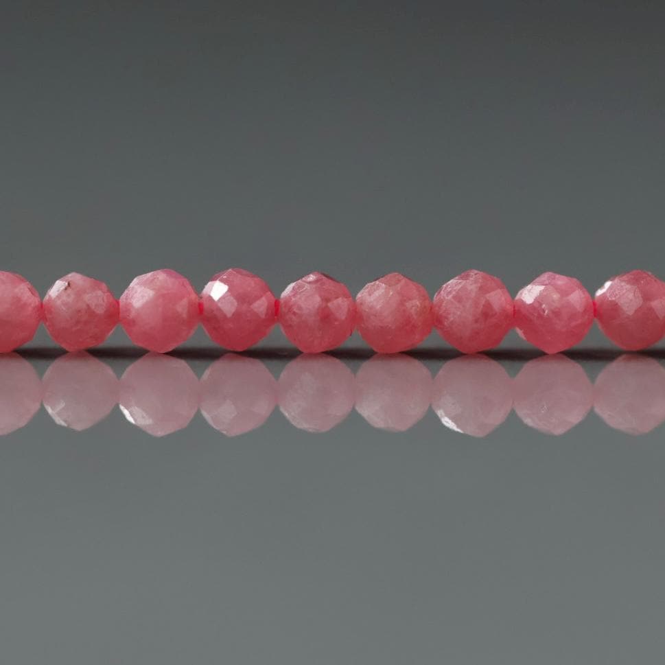 3mm Rhodonite Beads – Faceted Round Micro Gemstone 15" Strand
