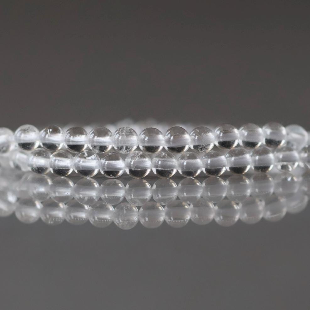 3mm Rock Quartz Beads - Smooth Round Micro Gemstone 15" Strand