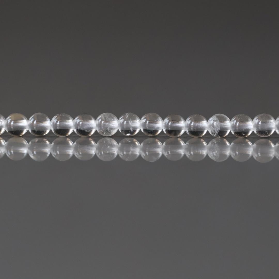 3mm Rock Quartz Beads - Smooth Round Micro Gemstone 15" Strand