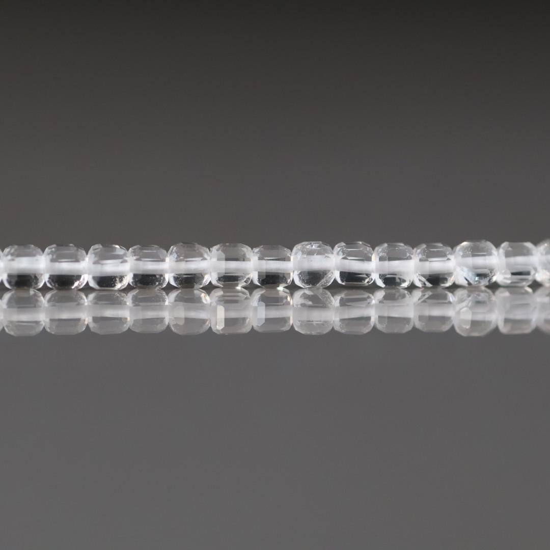 3mm Rock Quartz Cube Beads - Faceted Cube Micro Gemstone 15" Strand