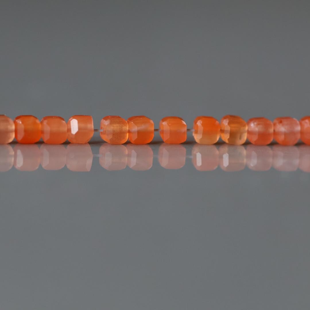 3mm Salmon Agate Cube Beads – Faceted Cube Micro Gemstone - 20 pcs