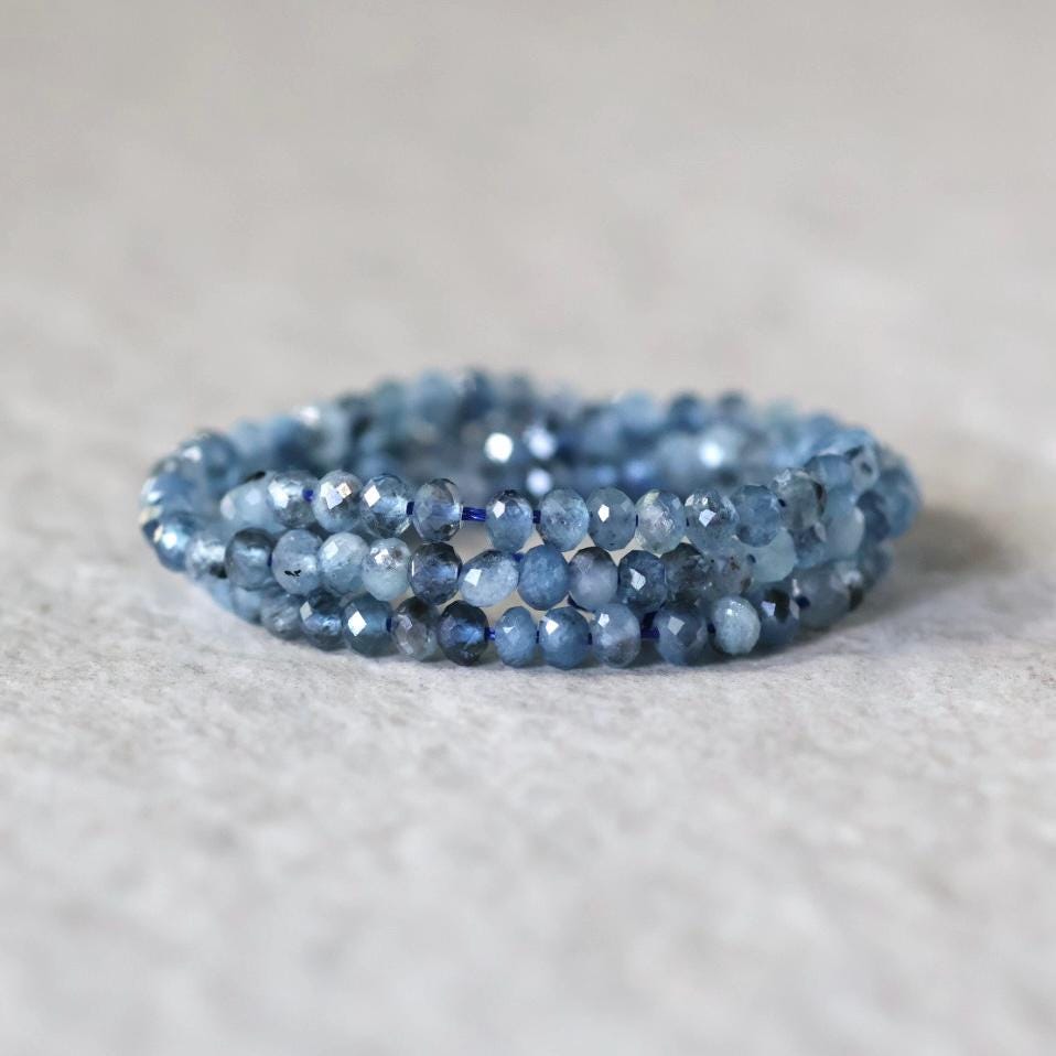 3mm Santa Maria Aquamarine Rondelle Beads Faceted with Black Tourmaline Natural Gemstone for DIY Jewelry Making Gift March Birthstone