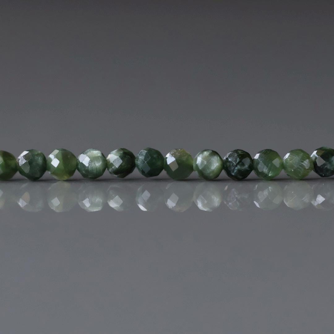 3mm Seraphinite Beads – Faceted Round Micro Gemstone 15" Strand