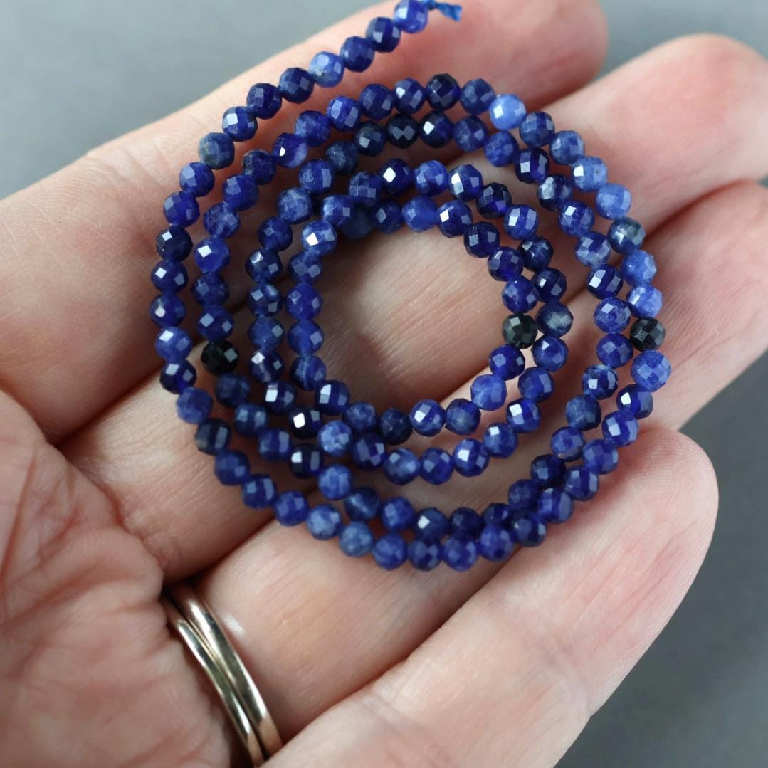 3mm Sodalite Beads – Faceted Round Micro Gemstone 15" Strand