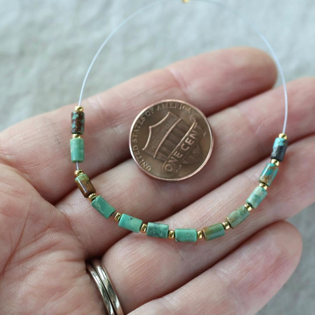 3mm Sonora Elys Turquoise Beads - Tube Micro Gemstone 4" Strand