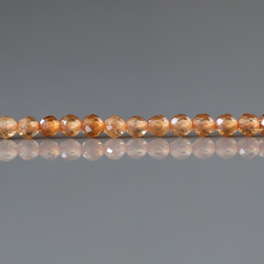 3mm Spessartine Garnet Beads – Faceted Round Micro Gemstone 7" Strand