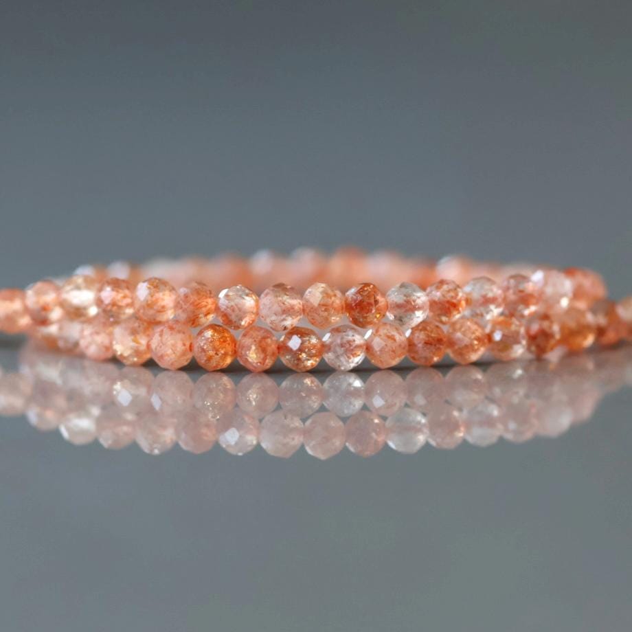3mm Sunstone Beads – Faceted Round Micro Gemstone 15" Strand