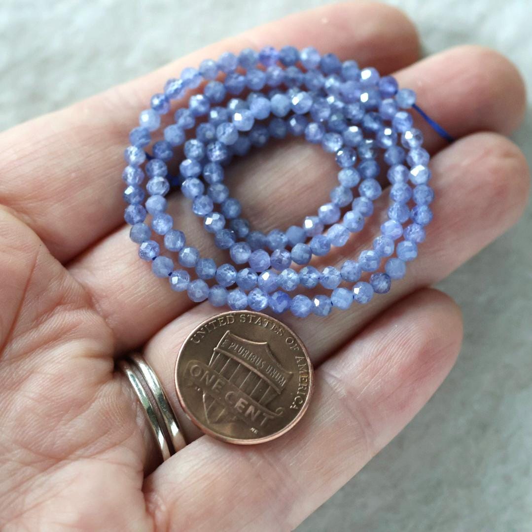 3mm Tanzanite Beads – Faceted Round Micro Gemstone 15" Strand
