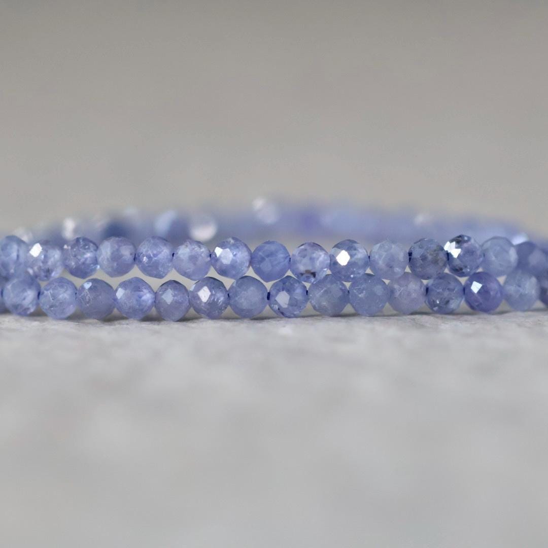 3mm Tanzanite Beads – Faceted Round Micro Gemstone 15" Strand