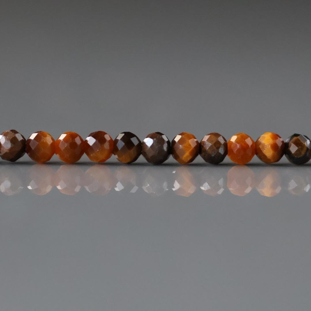 3mm Tiger's Eye Beads - Faceted Round Micro Gemstone 15" Strand