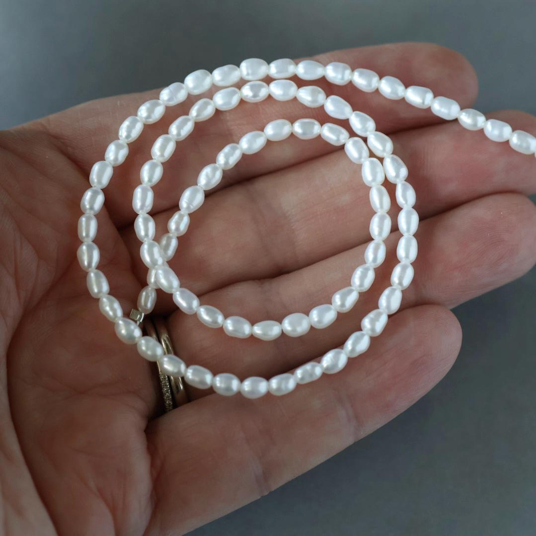 3mm Tiny Freshwater Pearl Rice Beads -15" Strand