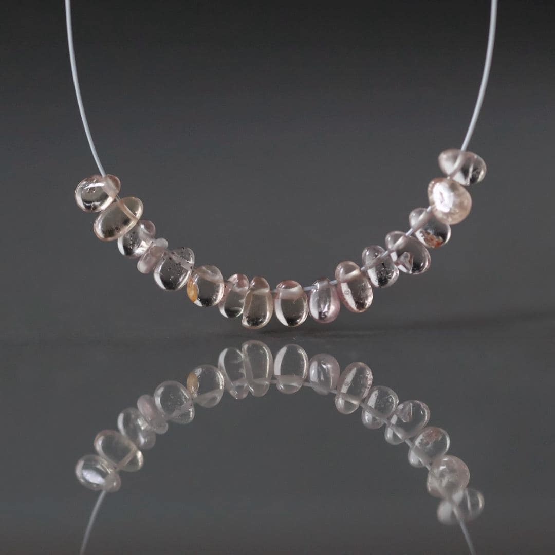 3mm Tiny Malaya Pink Briolette Beads – Micro Smooth Teardrop Natural Gemstone