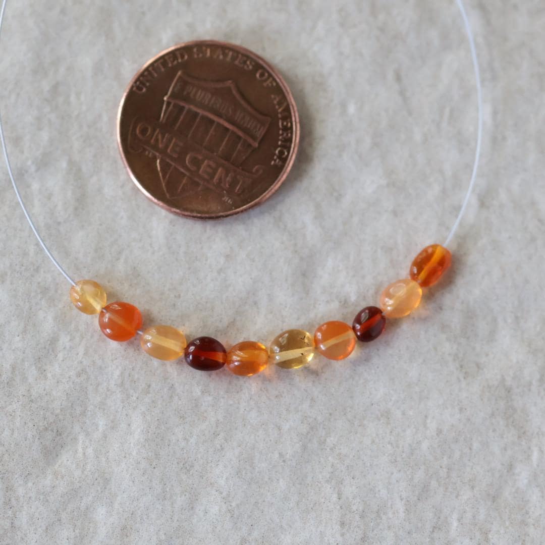 3mm Tiny Mexican Fire Opal Nugget Beads Oval Smooth Natural Opal Beads for DIY Jewelry Making Earrings Pendant Necklace
