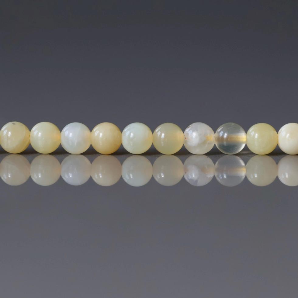 3mm Yellow Opal Beads – Smooth Round Micro Gemstone 7" Strand