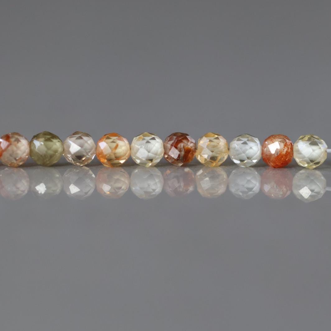 3mm Zircon Beads – Faceted Round Micro Gemstone 2" Strand