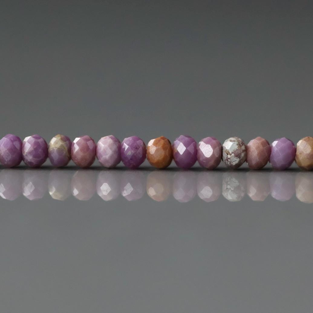 3x2mm Phosphosiderite Beads – Faceted Rondelle Micro Gemstone 15" Strand