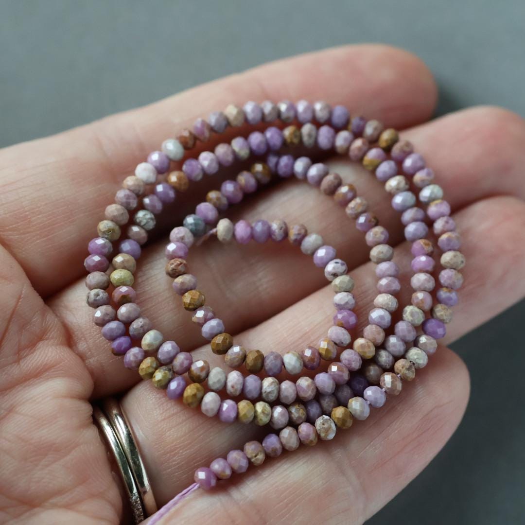 3x2mm Phosphosiderite Beads – Faceted Rondelle Micro Gemstone 15" Strand