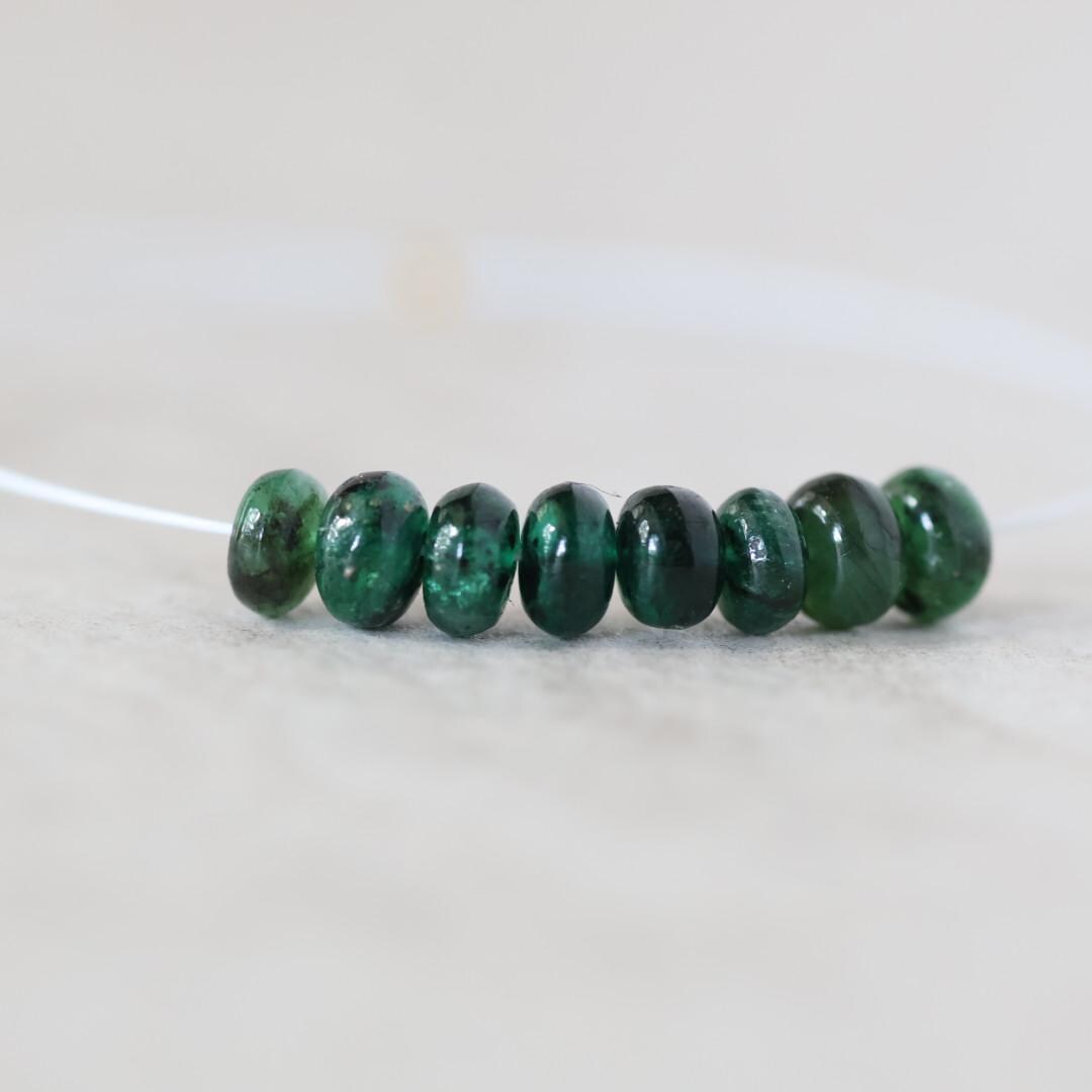 5mm Brazilian Emerald Beads - Smooth Rondelle Natural Gemstone 6 Pcs
