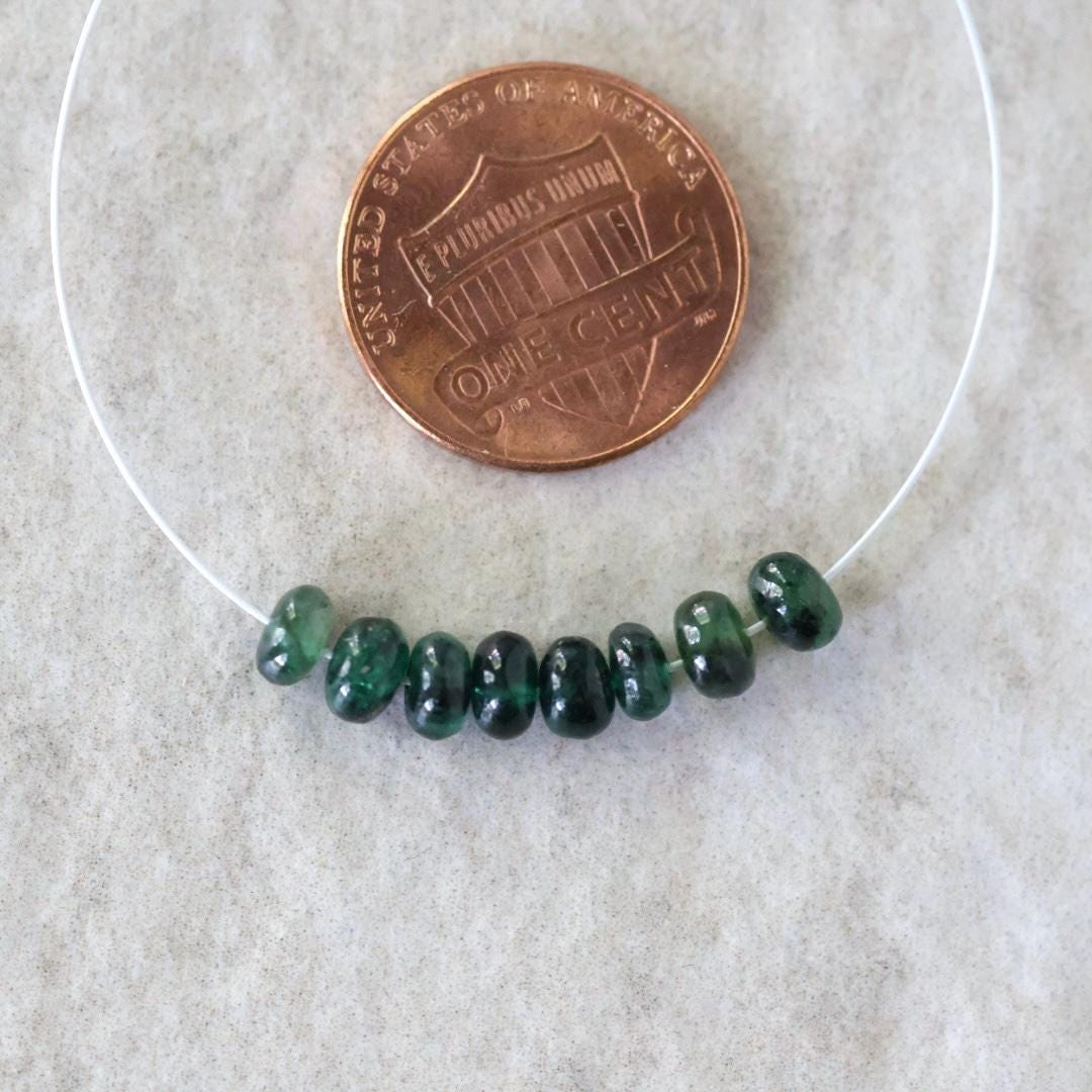 5mm Brazilian Emerald Beads - Smooth Rondelle Natural Gemstone 6 Pcs