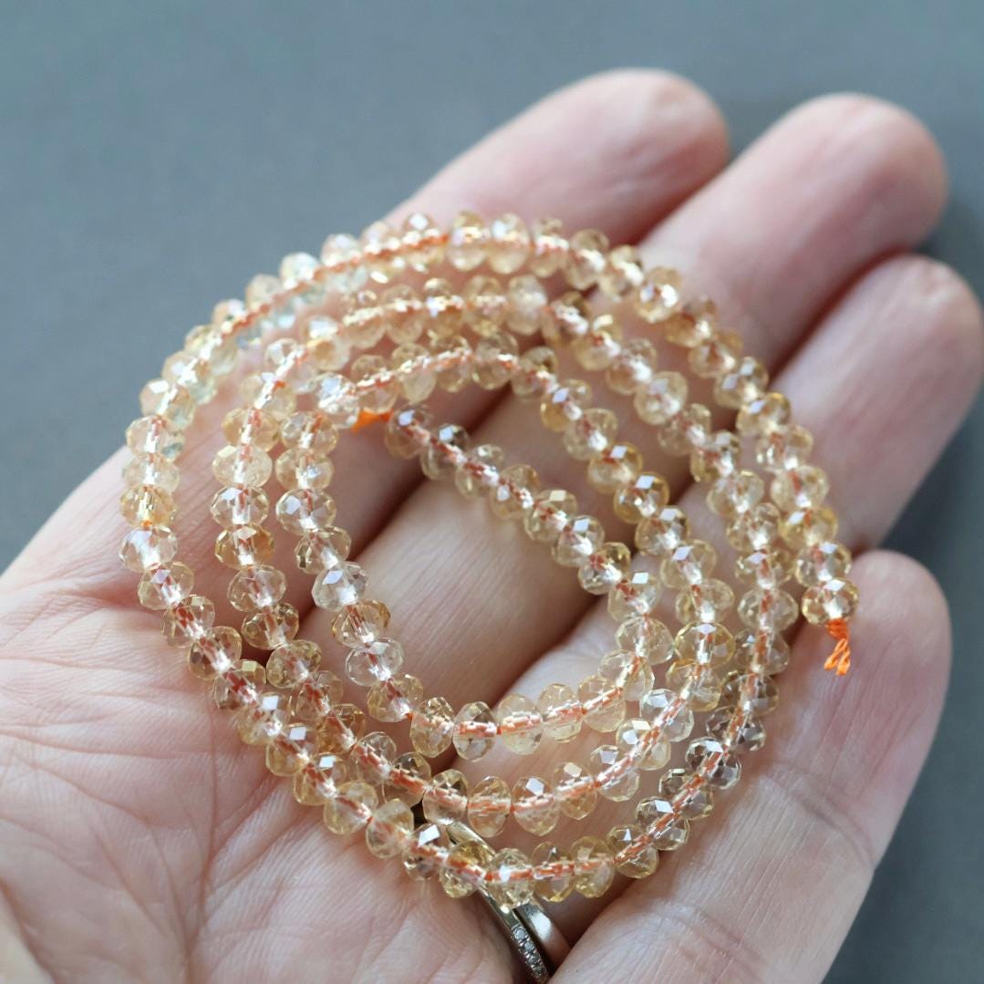 4.5mm AAA Citrine Beads - Faceted Rondelle Natural Gemstone 15" Strand