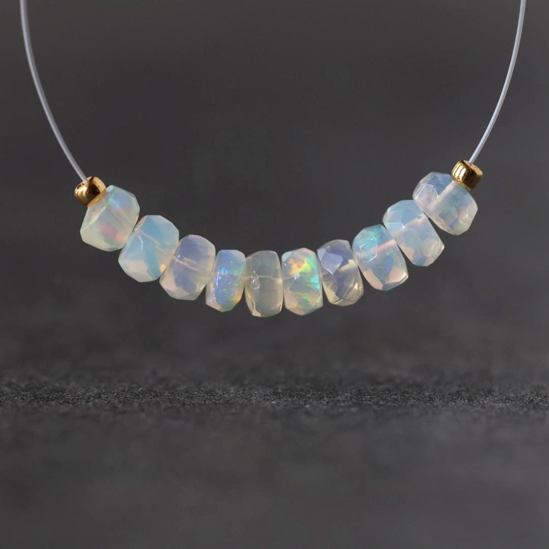 4.5mm AAA Ethiopian Opal Beads - Faceted Rondelle Natural Gemstone