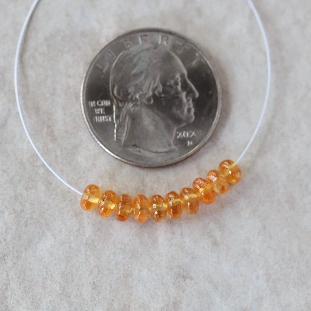 5mm Mandarine Spessartite Garnet Beads 10 Pcs – Smooth Rondelle Natural Gemstone