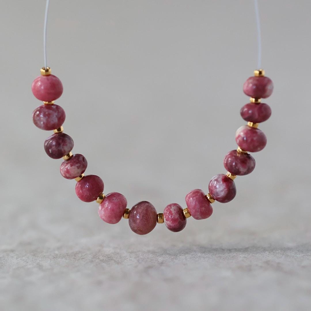 4-5mm AAA Norwegian Thulite Beads Smooth Nuggets Rondelle 14 PCs Genuine Pink Red Gemstone for DIY Jewelry Making