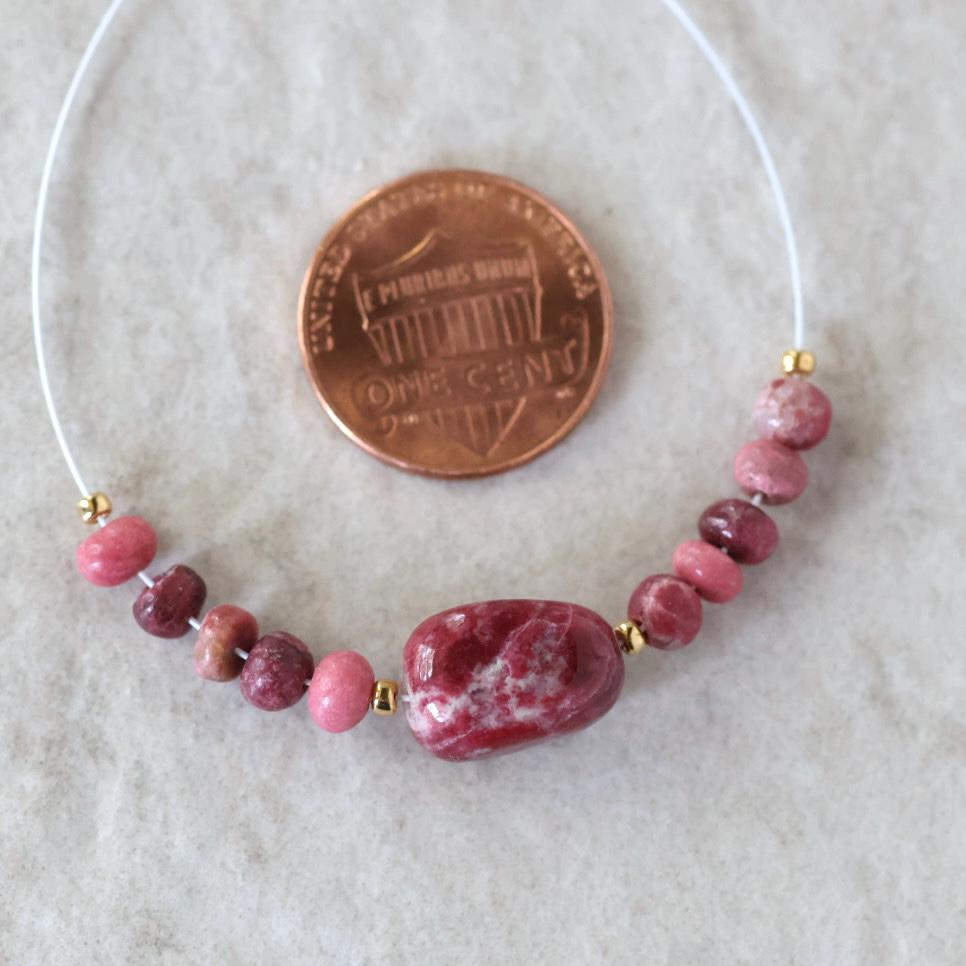 4-5mm AAA Norwegian Thulite Beads Smooth Nuggets Rondelle 14 PCs Genuine Pink Red Gemstone for DIY Jewelry Making
