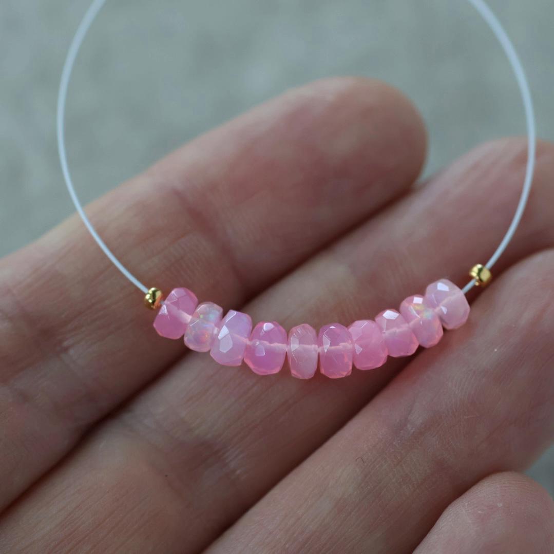 4.5mm AAA Pink Ethiopian Opal Beads Faceted Rondelle Natural Welo Opal Gemstones For DIY Jewelry Making