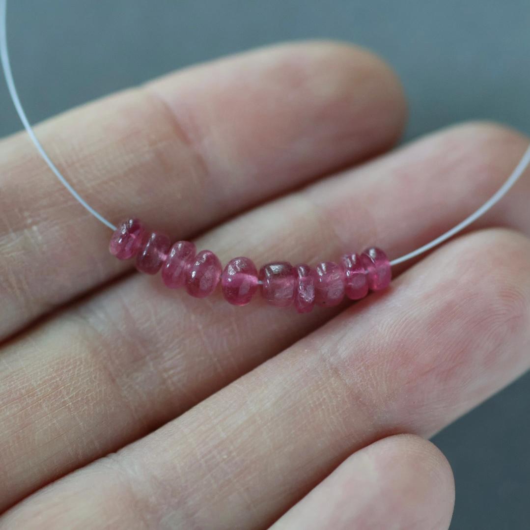 4.5mm AAA Pink Tourmaline Rondelle Beads Smooth 10 PCs Genuine Gemstone Beads Jewelry Making Gift October Birthstone