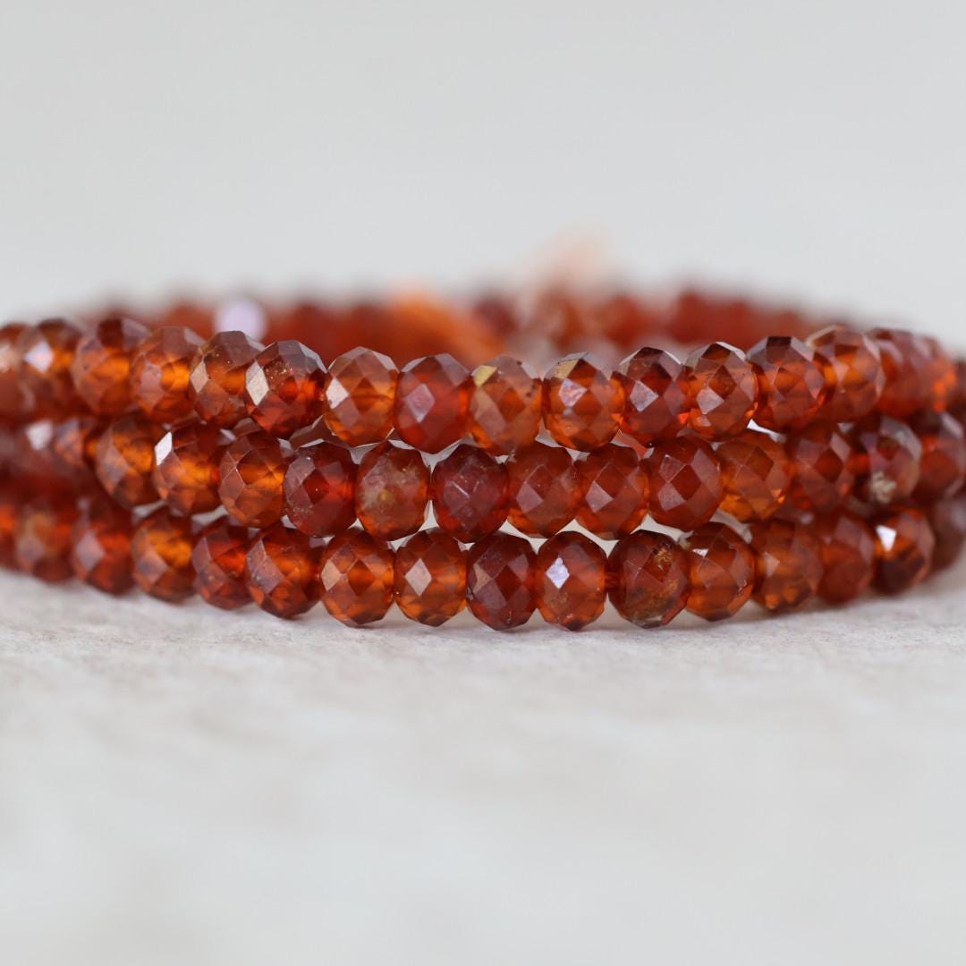 4.5mm AAA Spessartite Garnet Rondelle Beads Faceted Orange Spessartine Natural Gemstone for DIY Jewelry Making