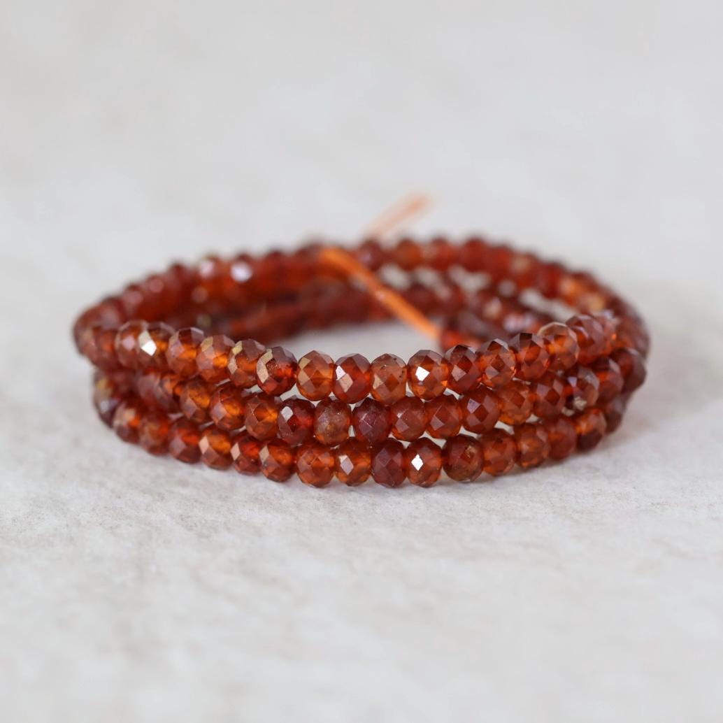 4.5mm AAA Spessartite Garnet Rondelle Beads Faceted Orange Spessartine Natural Gemstone for DIY Jewelry Making