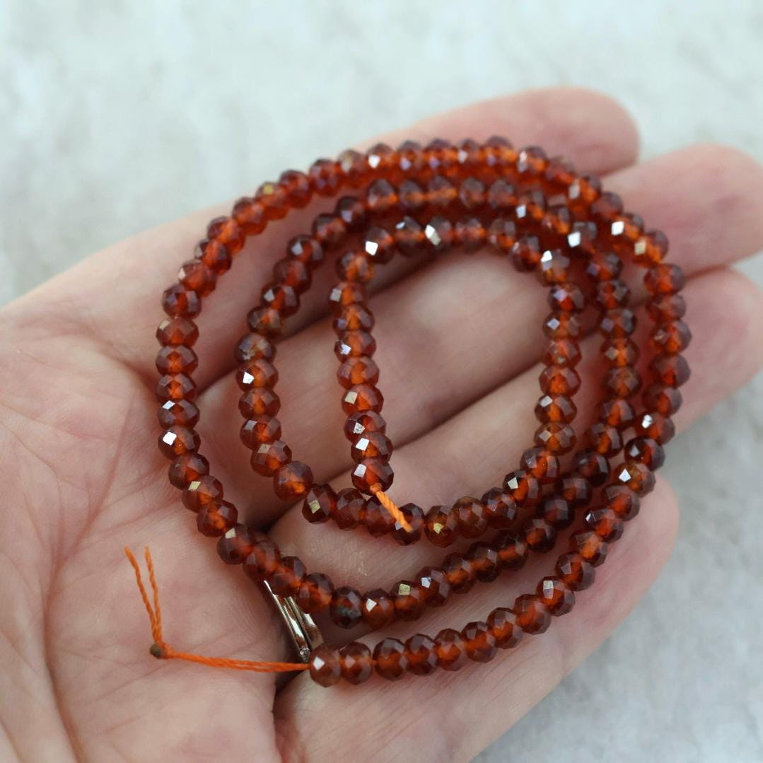 4.5mm AAA Spessartite Garnet Rondelle Beads Faceted Orange Spessartine Natural Gemstone for DIY Jewelry Making
