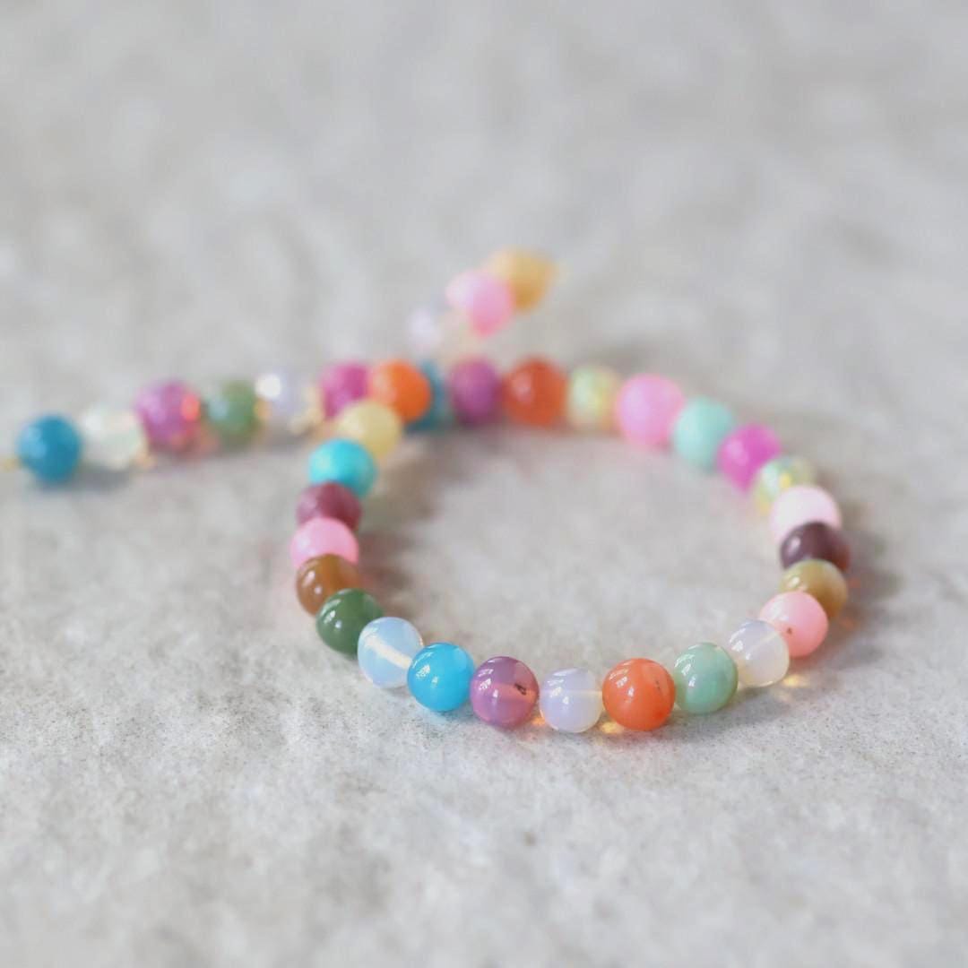 4.5mm Disco Opal Beads Multi Colors Opals Colorful Smooth Round 6” for DIY Jewelry Making Earrings Pendant