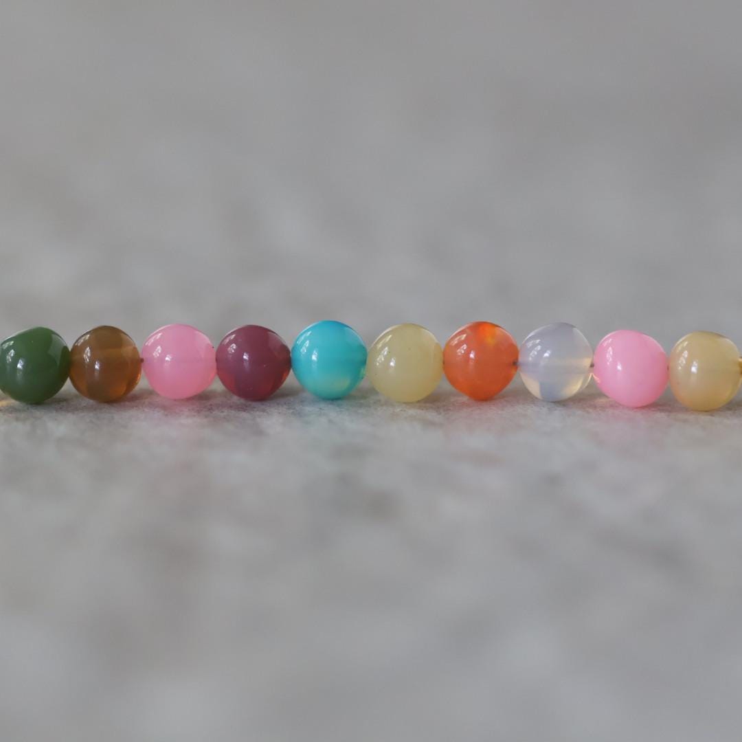 4.5mm Disco Opal Beads Multi Colors Opals Colorful Smooth Round 6” for DIY Jewelry Making Earrings Pendant