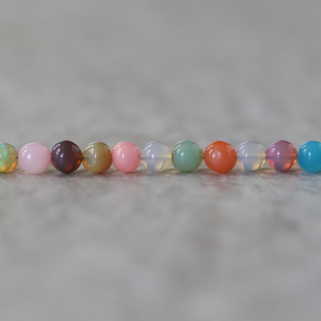 4.5mm Disco Opal Beads Multi Colors Opals Colorful Smooth Round 6” for DIY Jewelry Making Earrings Pendant