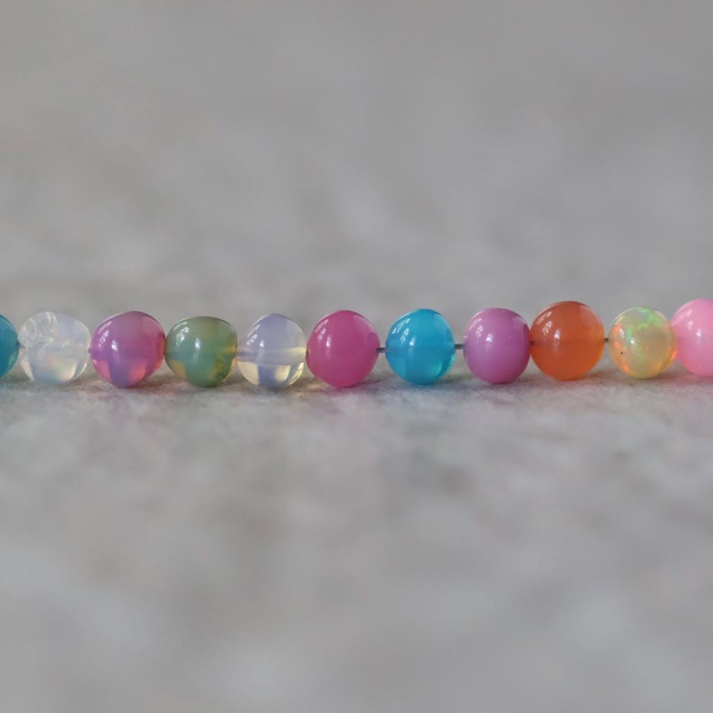 4.5mm Disco Opal Beads Multi Colors Opals Colorful Smooth Round 6” for DIY Jewelry Making Earrings Pendant