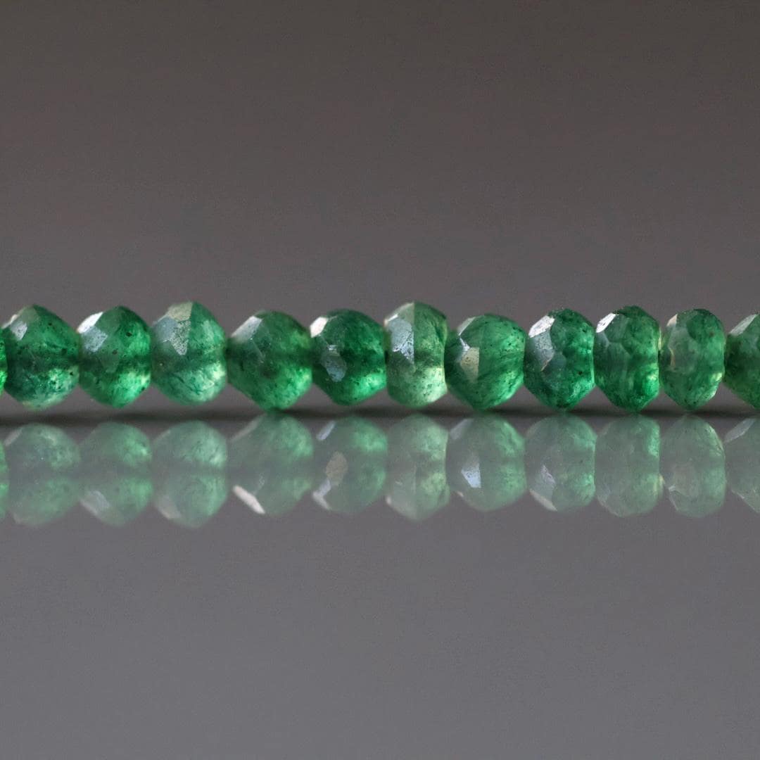 4-5mm Green Aventurine Beads - Faceted Rondelle Natural Gemstone 6.5" Strand