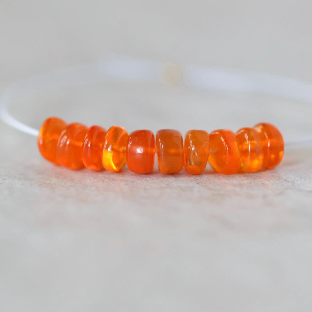4.5mm Mexican Fire Opal Rondelle Beads Smooth Natural Opal Beads for DIY Jewelry Making Earrings Pendant Necklace