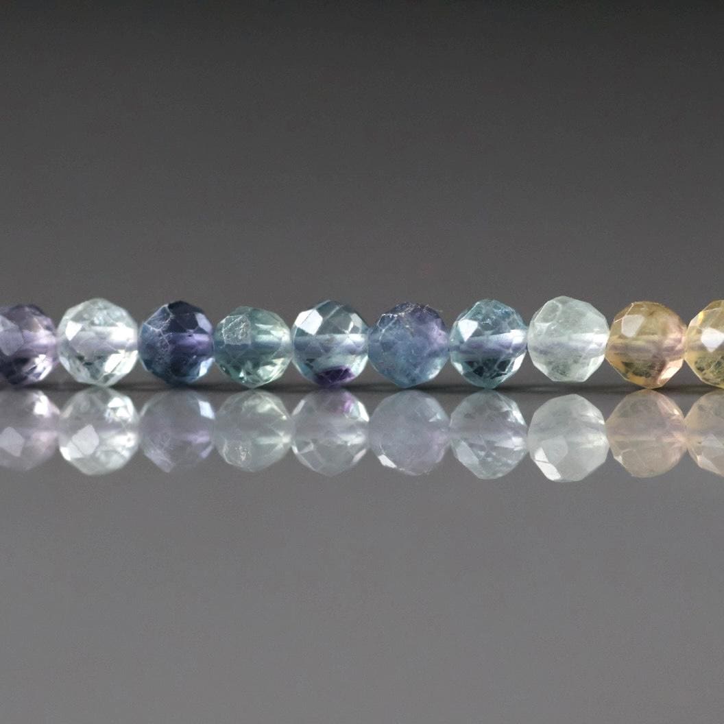 4.5mm Multi Fluorite Beads – Faceted Round Natural Gemstone 15" Strand