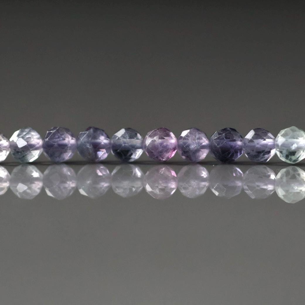 4.5mm Multi Fluorite Beads – Faceted Round Natural Gemstone 15" Strand