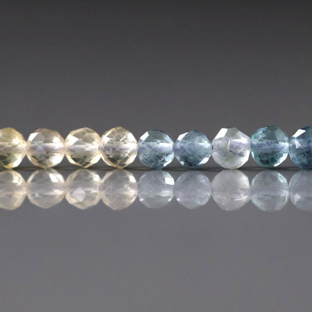 4.5mm Multi Fluorite Beads – Faceted Round Natural Gemstone 15" Strand