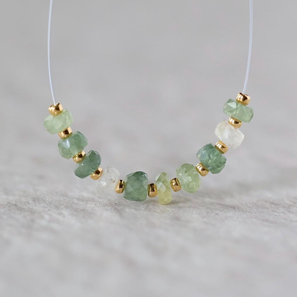 4.5mm Natural Green Sapphire Beads Rondelle 10 PCs Faceted Genuine Gemstone Beads Jewelry Making Beading Craft Gift September Birthstone
