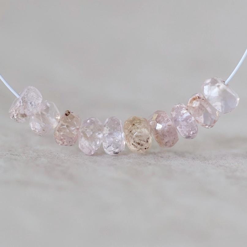 4.5mm Natural Imperial Topaz Rondelle Beads Faceted Pink Topaz Yellow 10 Pcs Natural Gemstone Beads for Jewelry Making Earrings