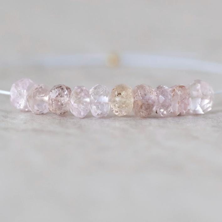 4.5mm Natural Imperial Topaz Rondelle Beads Faceted Pink Topaz Yellow 10 Pcs Natural Gemstone Beads for Jewelry Making Earrings