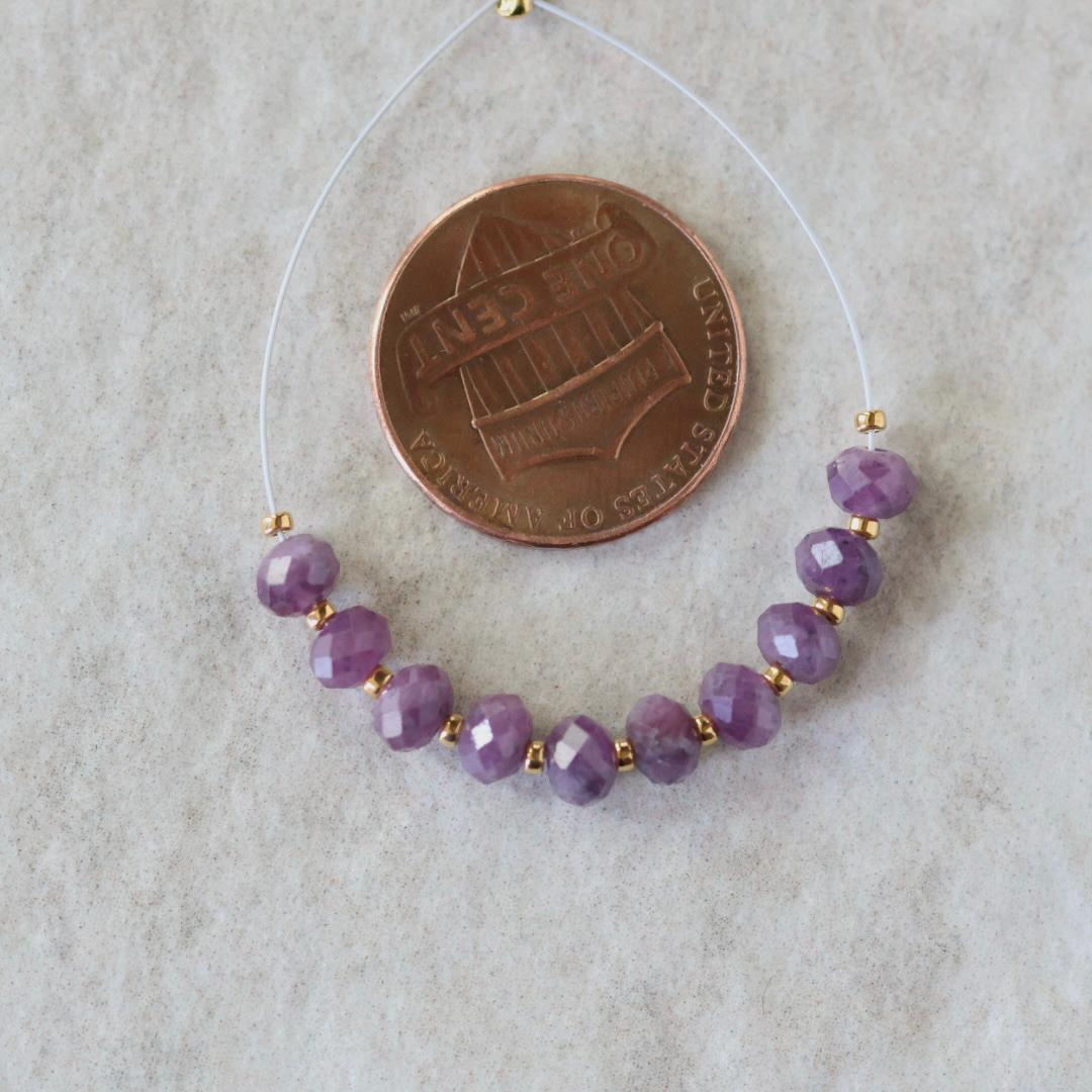 4.5mm Rare Purple Sapphire Beads – Faceted Rondelle Natural Gemstone - 16 pcs