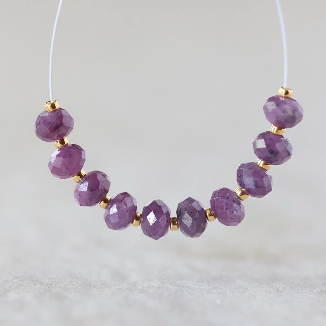 4.5mm Rare Purple Sapphire Beads – Faceted Rondelle Natural Gemstone - 16 pcs